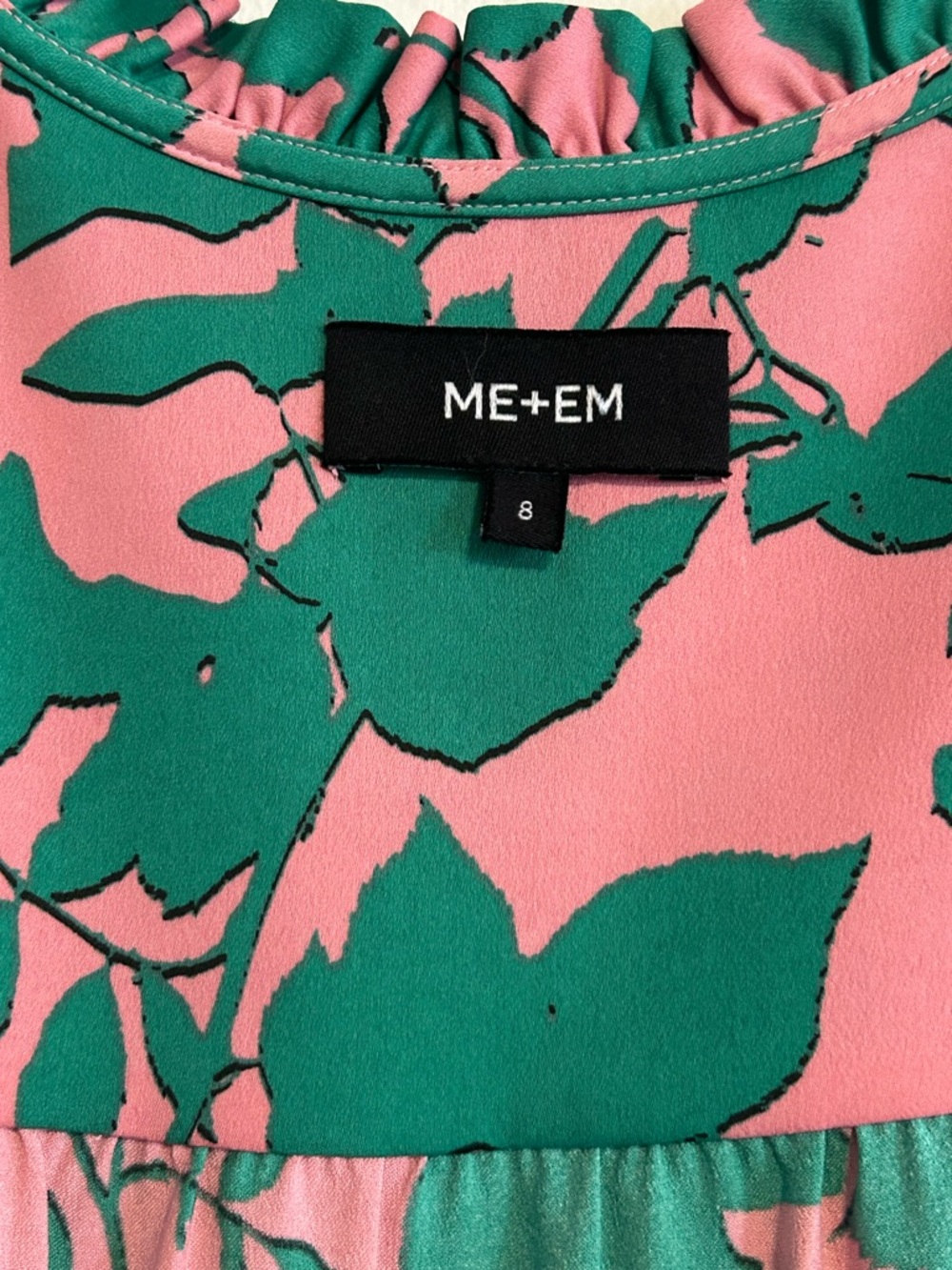 ME+EM Leaf-print Tiered Maxi Dress Pink and Green - Picture 12 of 14